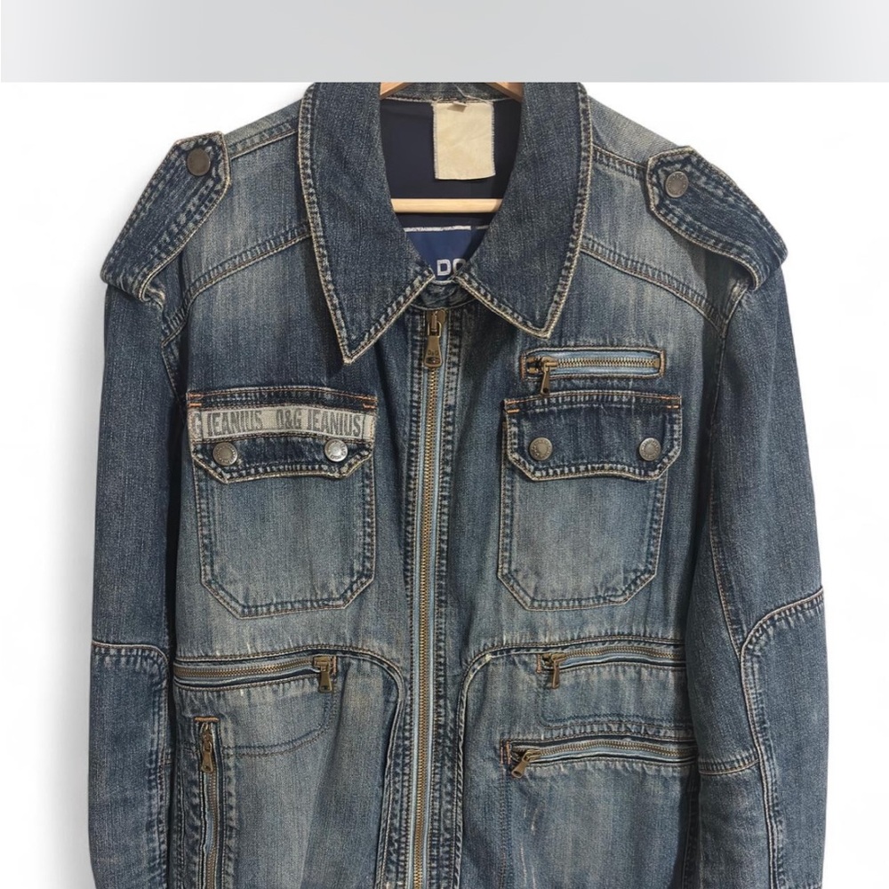 D&G Blue Military-Style Denim Jacket